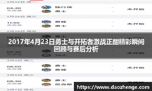 2017年4月23日勇士与开拓者激战正酣精彩瞬间回顾与赛后分析